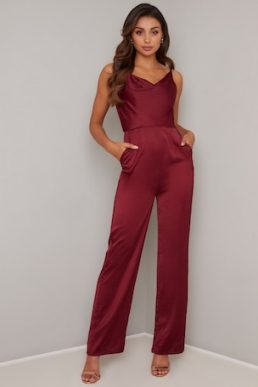 Chi Chi Thalia Jumpsuit Burgundy