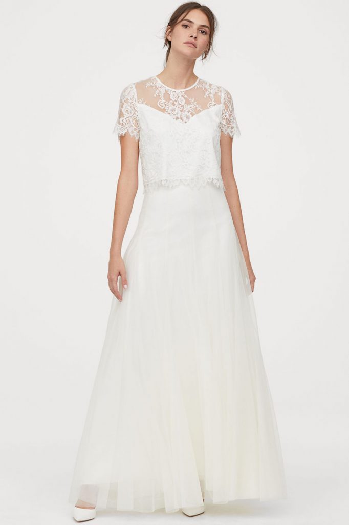 H&M Lace wedding crop top, Ivory - myonewedding.co.uk