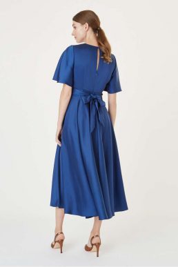 Hobbs Angelina Satin Sleeve Dress Blue