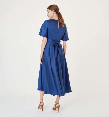 Hobbs Angelina Satin Sleeve Dress Blue