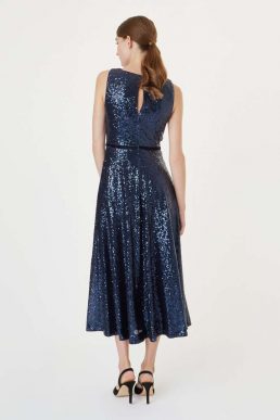 Hobbs Carly Sequin Dress Midnight Blue Navy