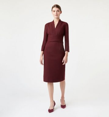 Hobbs Teresa Sleeve Dress Burgundy Red