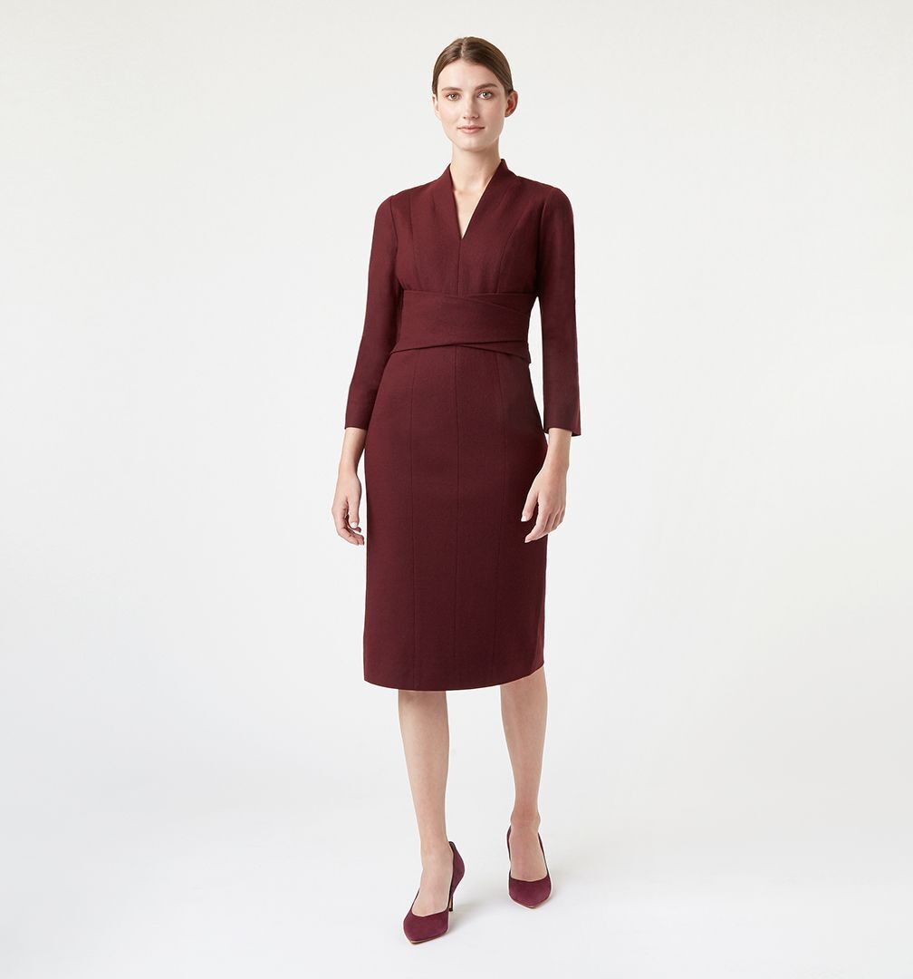 Hobbs Teresa Sleeve Dress Burgundy Red myonewedding