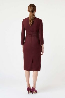 Hobbs Teresa Sleeve Dress Burgundy Red