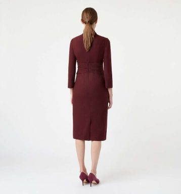 Hobbs Teresa Sleeve Dress Burgundy Red