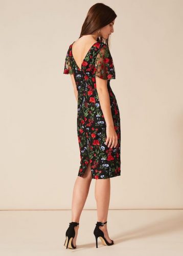 Phase Eight Dorothea Embroidered Dress, Black/Red/Multi - Image 2