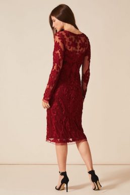 Phase Eight Nikita Tapework Sleeve Shift Dress Sangria Red