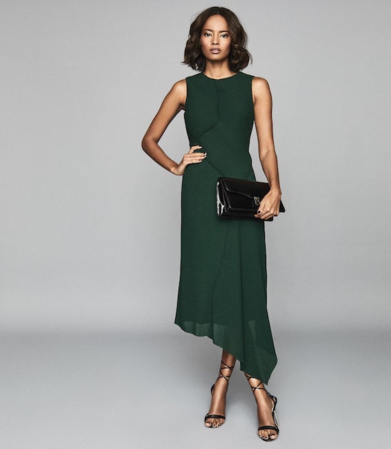 Reiss Rhona Pleated Midi Dress, Green ...