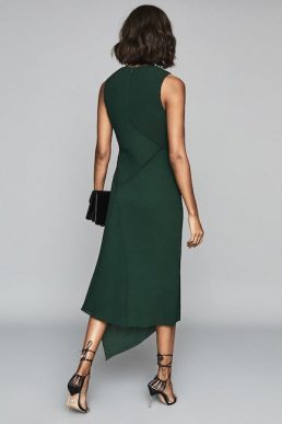 Reiss Rhona Pleated Midi Dress Green