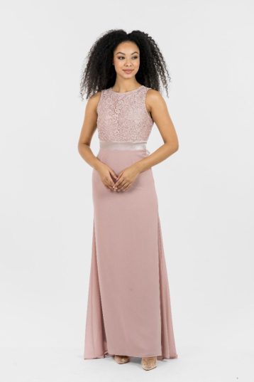 TFNC Halannah Lace Sleeveless Pale Mauve Maxi Dress Blush Pink