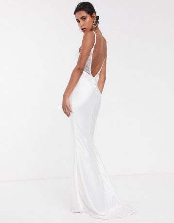 ASOS EDITION satin cami wedding dress with train Ivory