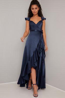 Chi Chi Yulie Waterfall High Low Dress Navy Blue
