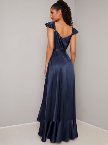 Chi Chi Yulie Waterfall High Low Dress, Navy Blue - Image 2