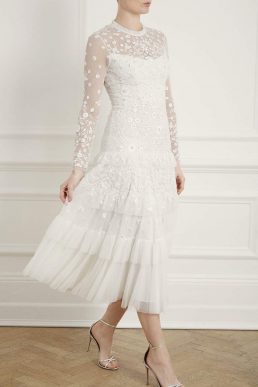 Needle & Thread Gracie Long Sleeved Midi Bridal Gown Ivory