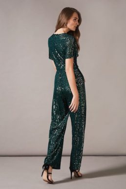 Phase Eight Alessandra Sequin Sleeve Jumpsuit Green