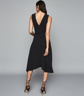 Reiss Marling Wrap Front Midi Dress, Black - Image 2