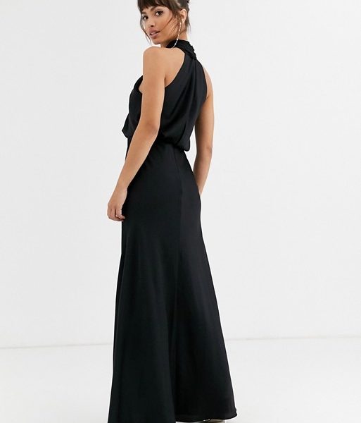 black halter neck maxi dress uk