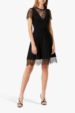 French Connection Madalyn Lula Velvet Jersey Dress Black