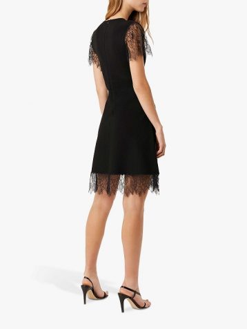 French Connection Madalyn Lula Velvet Jersey Dress, Black - Image 2