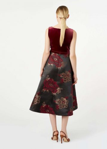 Hobbs Belle Jacquard A-line Dress Plum Black