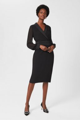 Hobbs Fridah Tux Shift Sleeve Dress black