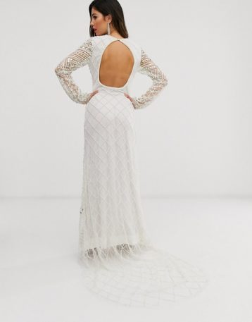 A Star Is Born Bridal embellished maxi dress in ivory