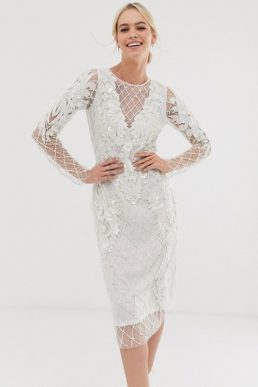 A Star Is Born embellished midi dress in white