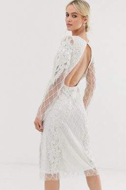 A Star Is Born embellished midi dress in white