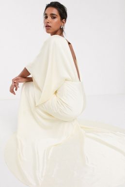 ASOS EDITION kimono plunge back maxi wedding dress Ivory