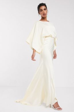 ASOS EDITION kimono plunge back maxi wedding dress Ivory