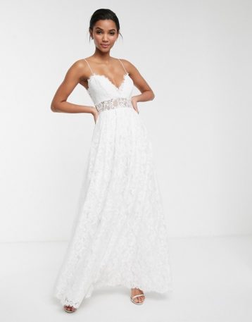 ASOS EDITION lace cami wedding dress with full skirt Ivory