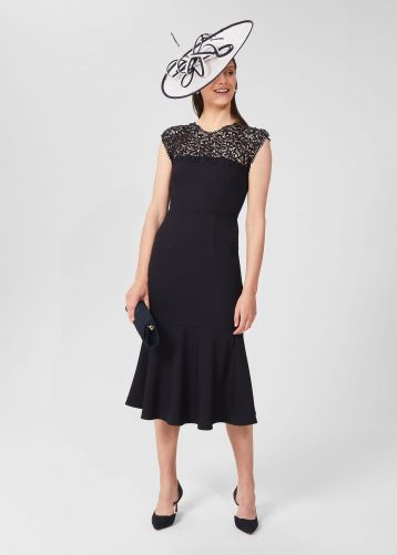 Hobbs Anastasia Lace Fit And Flare Dress Navy