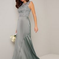 silver and green dress