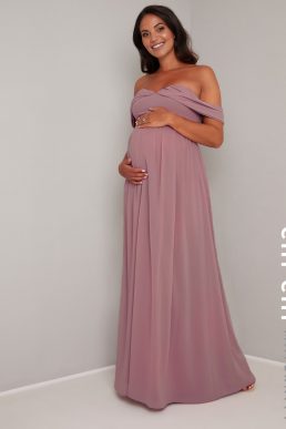 Chi Chi Albanie Maternity Off The Shoulder Dress, Mink