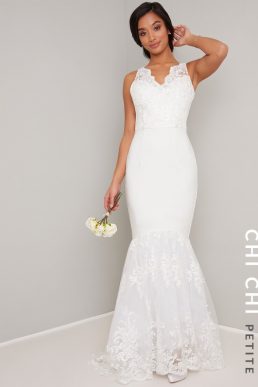 Chi Chi Bridal Suranne Lace Mermaid Maxi Wedding Dress Petite, Ivory