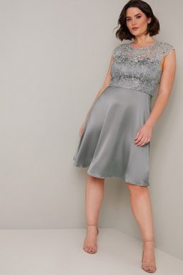 Chi Chi Curve Lace Short Bridesmaid Abbilee Dress Green Silver