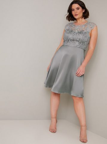 Chi Chi Curve Lace Short Bridesmaid Abbilee Dress Green Silver