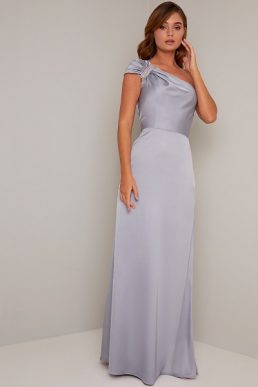 Chi Chi Ranya One Shoulder Maxi Dress Lilac Pale Blue