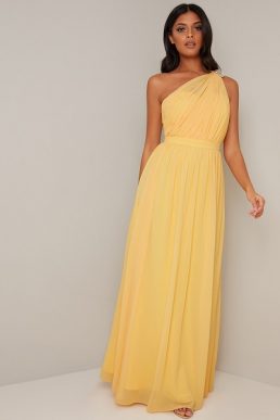 Chi Chi Suria One Shoulder Bridesmaid Maxi Dress Yellow