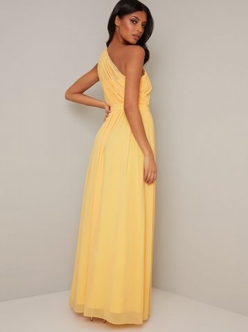 Chi Chi Suria One Shoulder Bridesmaid Maxi Dress Yellow