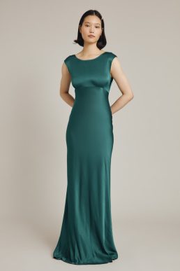 Ghost Salma/Olivia Satin Cowl Back Maxi Dress Emerald Green