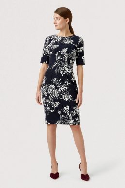 Hobbs Astraea Floral Print Dress Navy Ivory