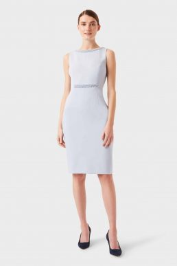 Hobbs Gill Shift Embellished Dress Pale Blue