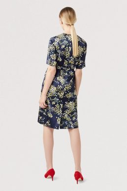 Hobbs Madeline Floral Sleeve Print Dress Navy Multi