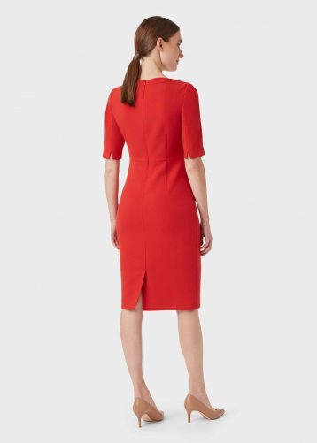 Hobbs Maura Sleeve Shift Dress, Red - Image 2