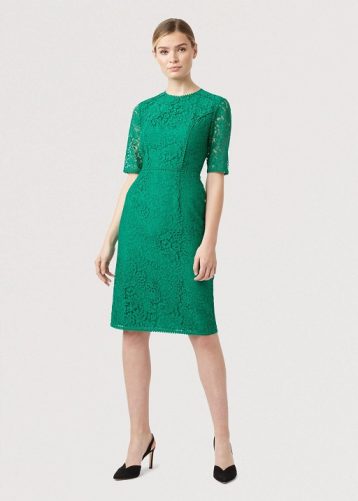 Hobbs Penny Lace Sleeve Dress Meadow Green