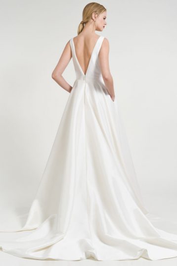 Jenny Yoo Spencer V Neck a Line Taffeta Gown Wedding Dress, Dark Ivory - Image 2