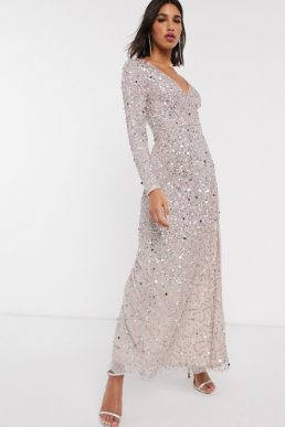 Maya premium embellished maxi wrap dress in gold