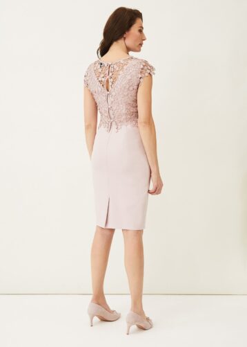 Phase Eight Mariposa Double Layered Dress Antique Rose Pink Blush