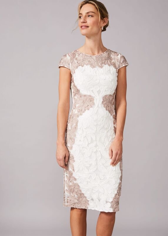 Phase Eight Nori Tapework Fitted Shift Dress Ivory Oyster myonewedding